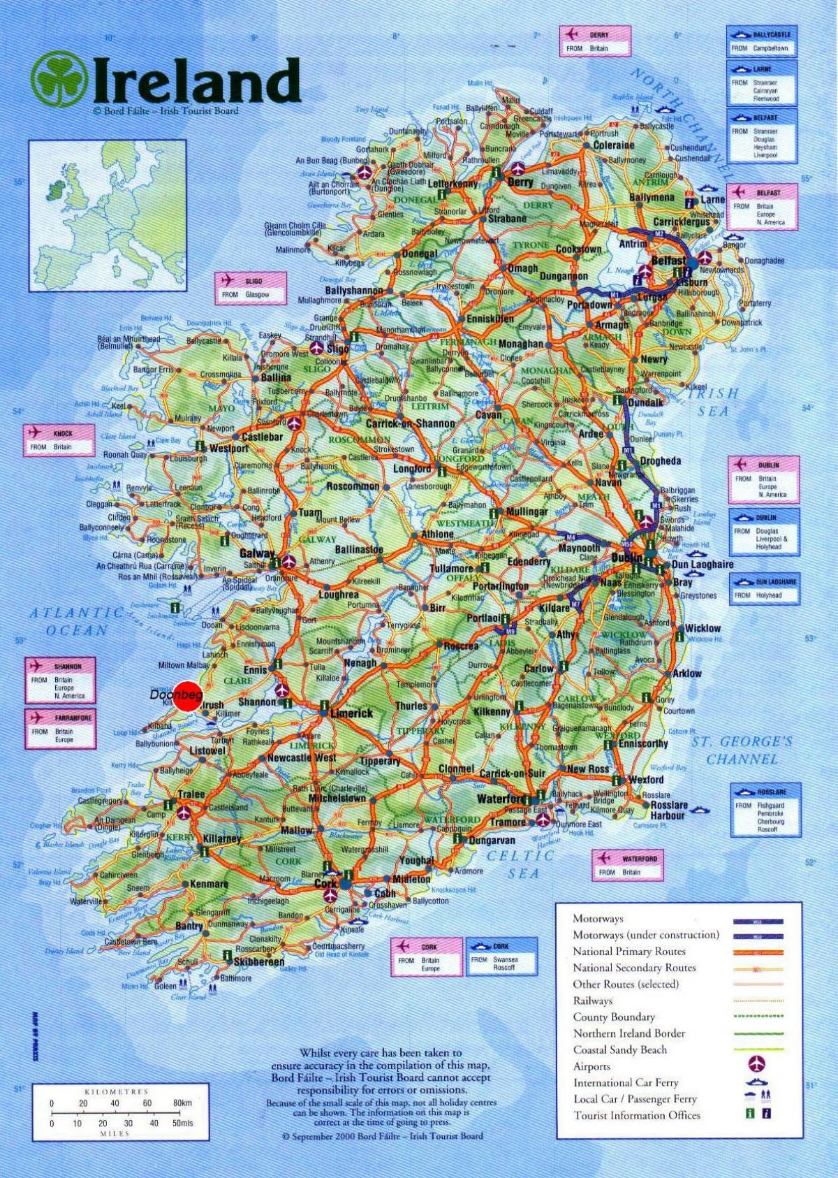 Free Printable Road Map Of Ireland
