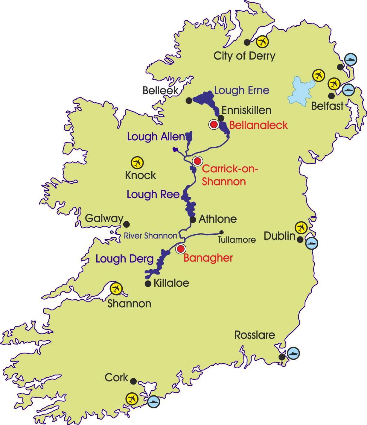 Ireland river map - Map of ireland rivers and mountains (Northern
