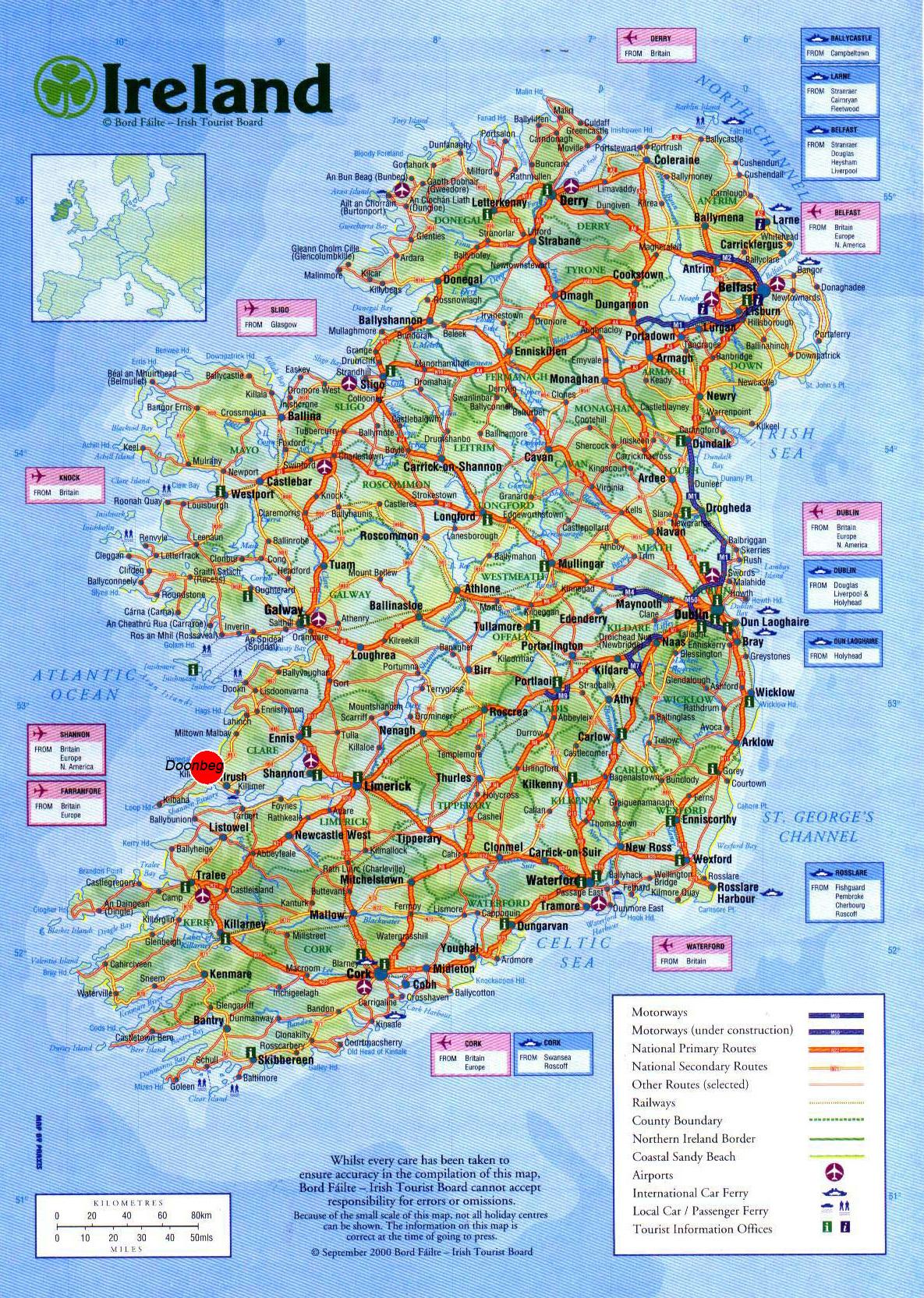 Ireland Tourist Attractions Map 