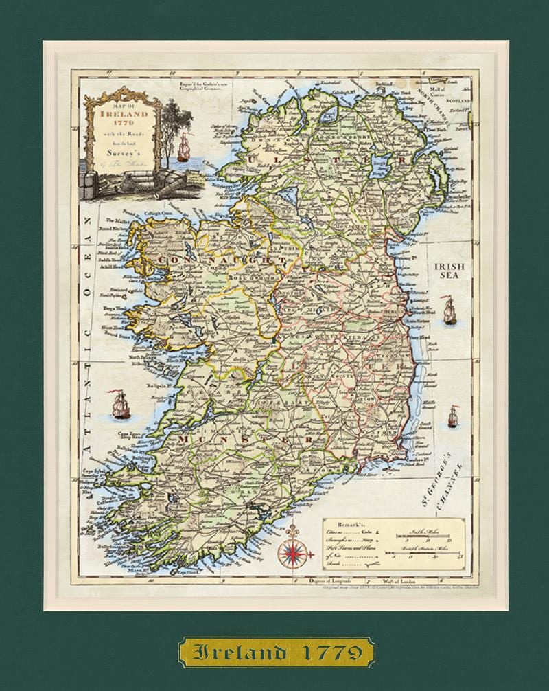 map of framed map of ireland