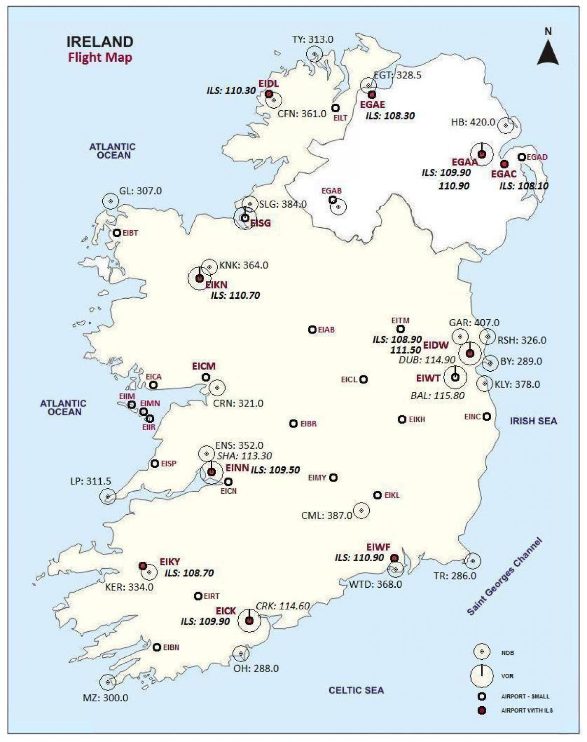 map of ireland showing airports