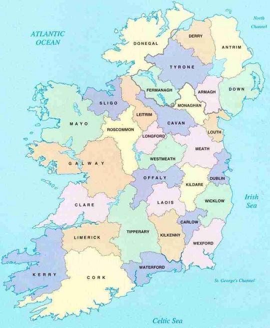 map of ireland b&b