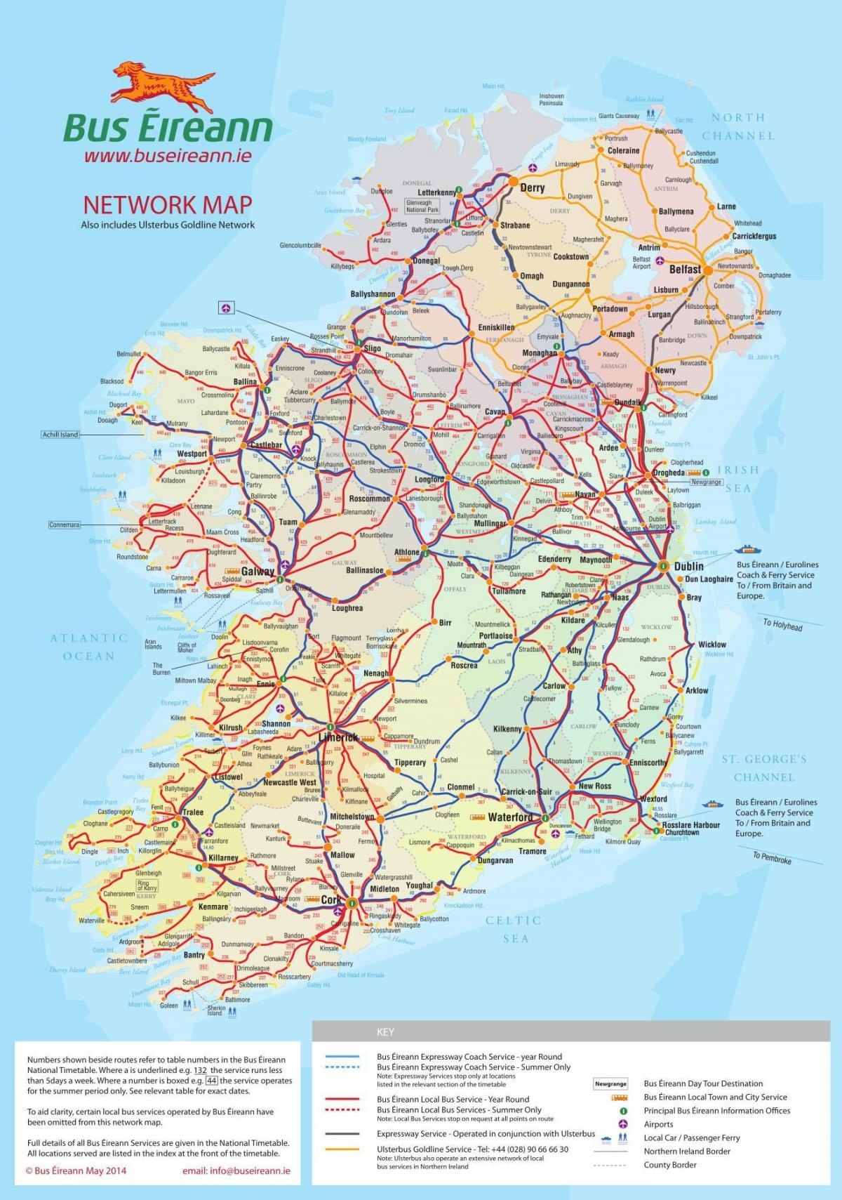 ireland bus routes map
