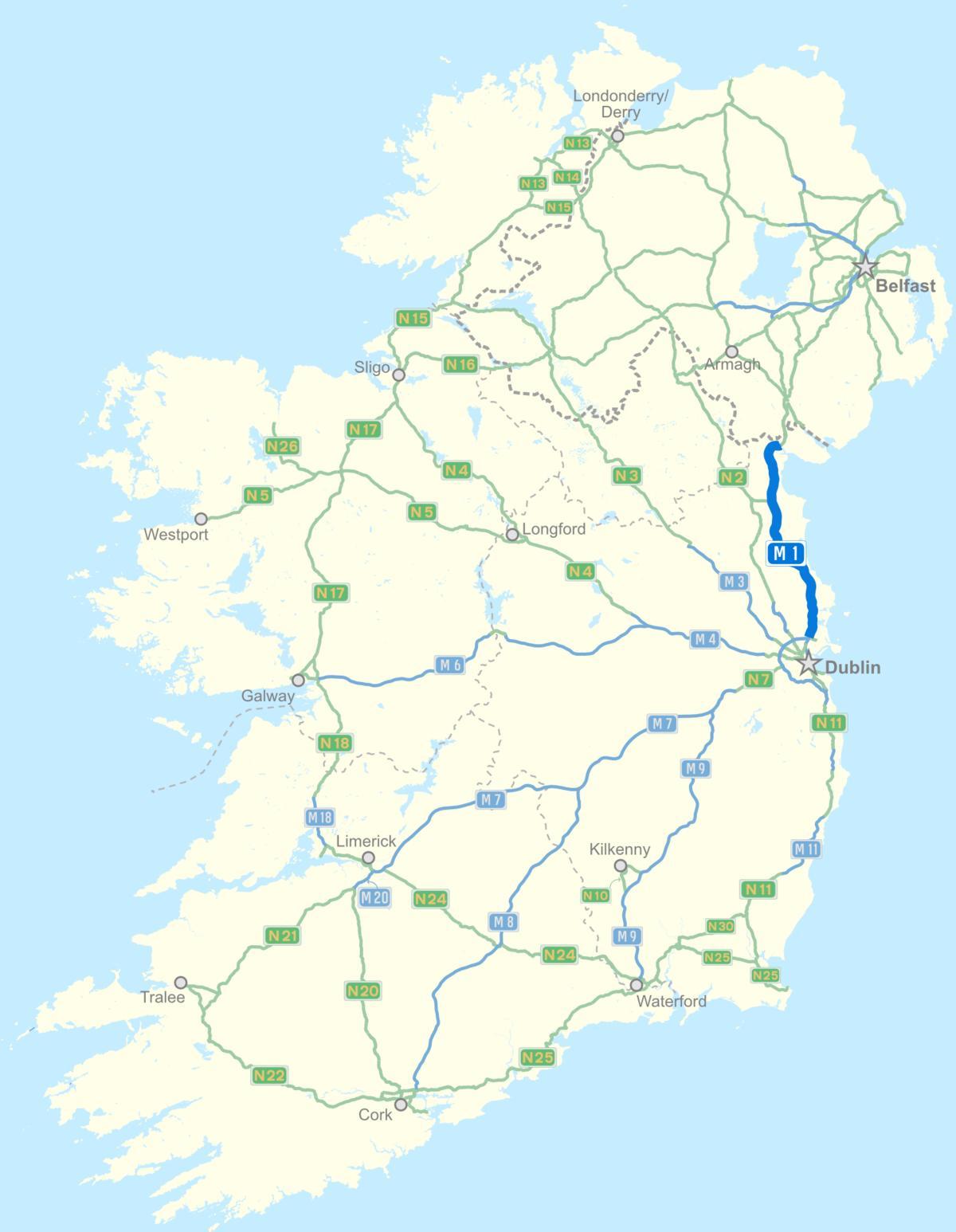 map of ireland motorway