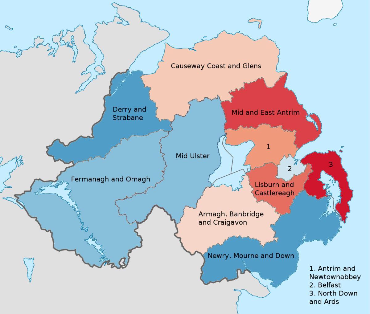 northern ireland on a map