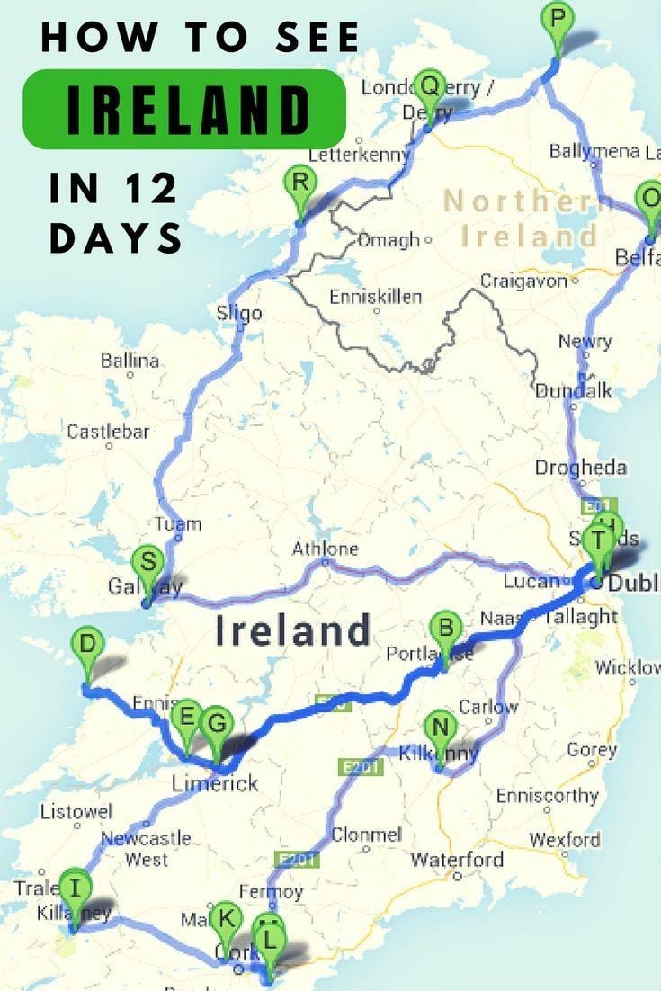 places to visit ireland map