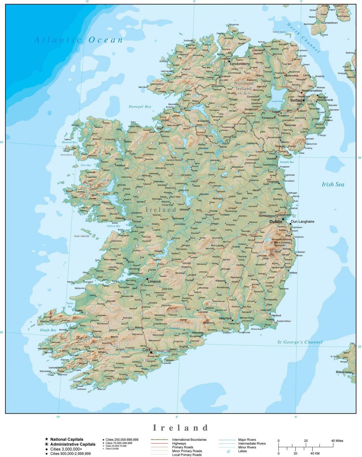 map of ireland terrain 