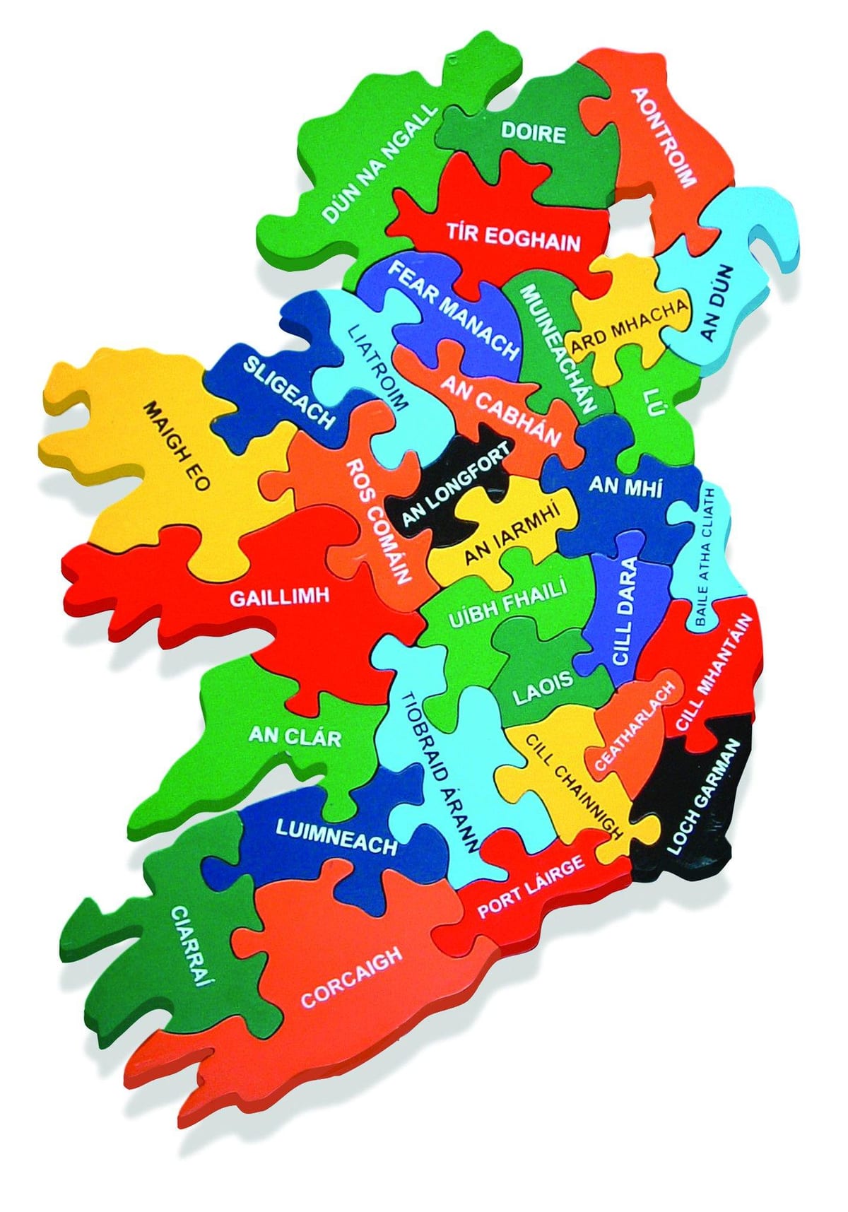 map of map of ireland as gaeilge