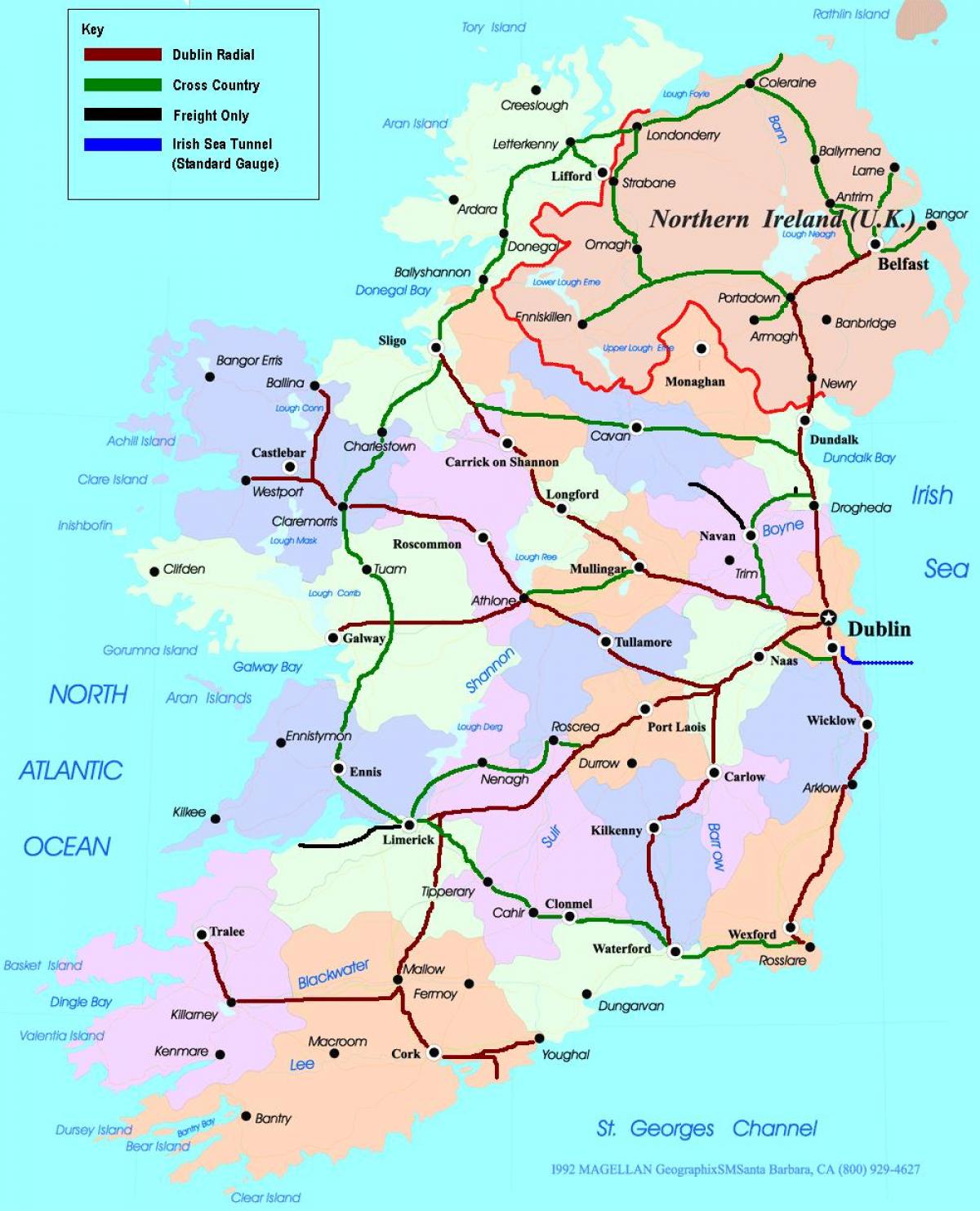 Map Of Ireland Rail System 