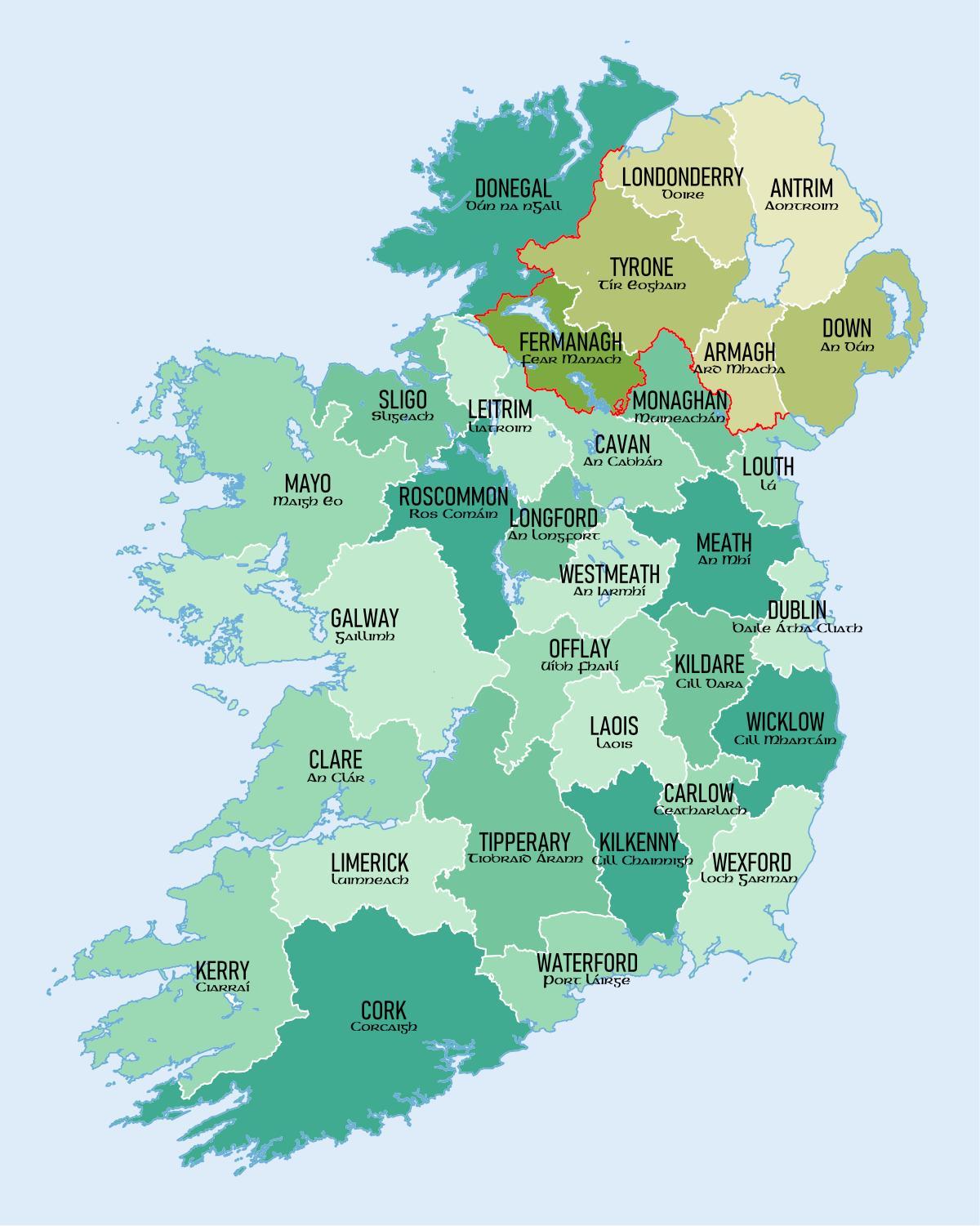 map of irelands counties