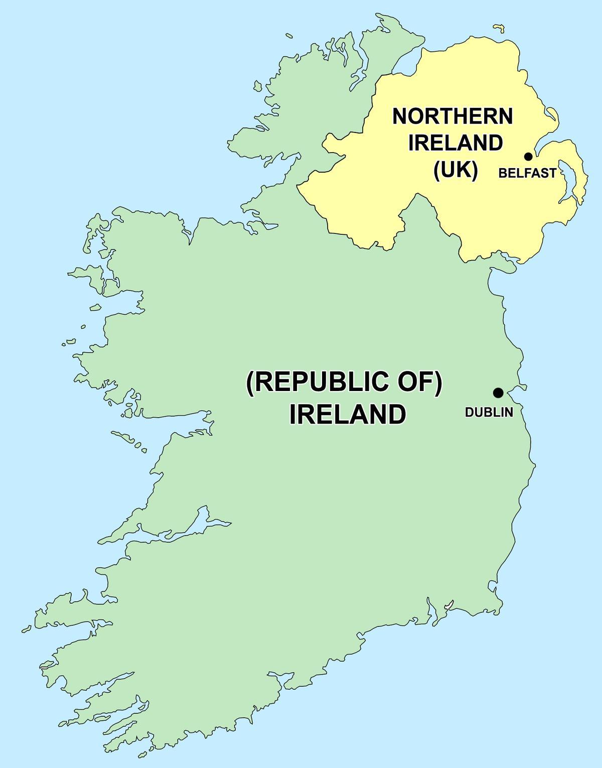  map of northern ireland and republic of ireland