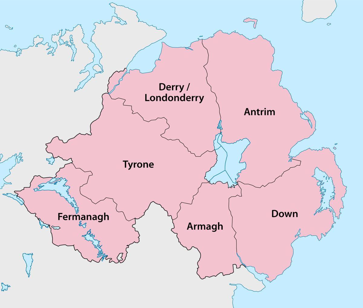 map of northern ireland counties and towns