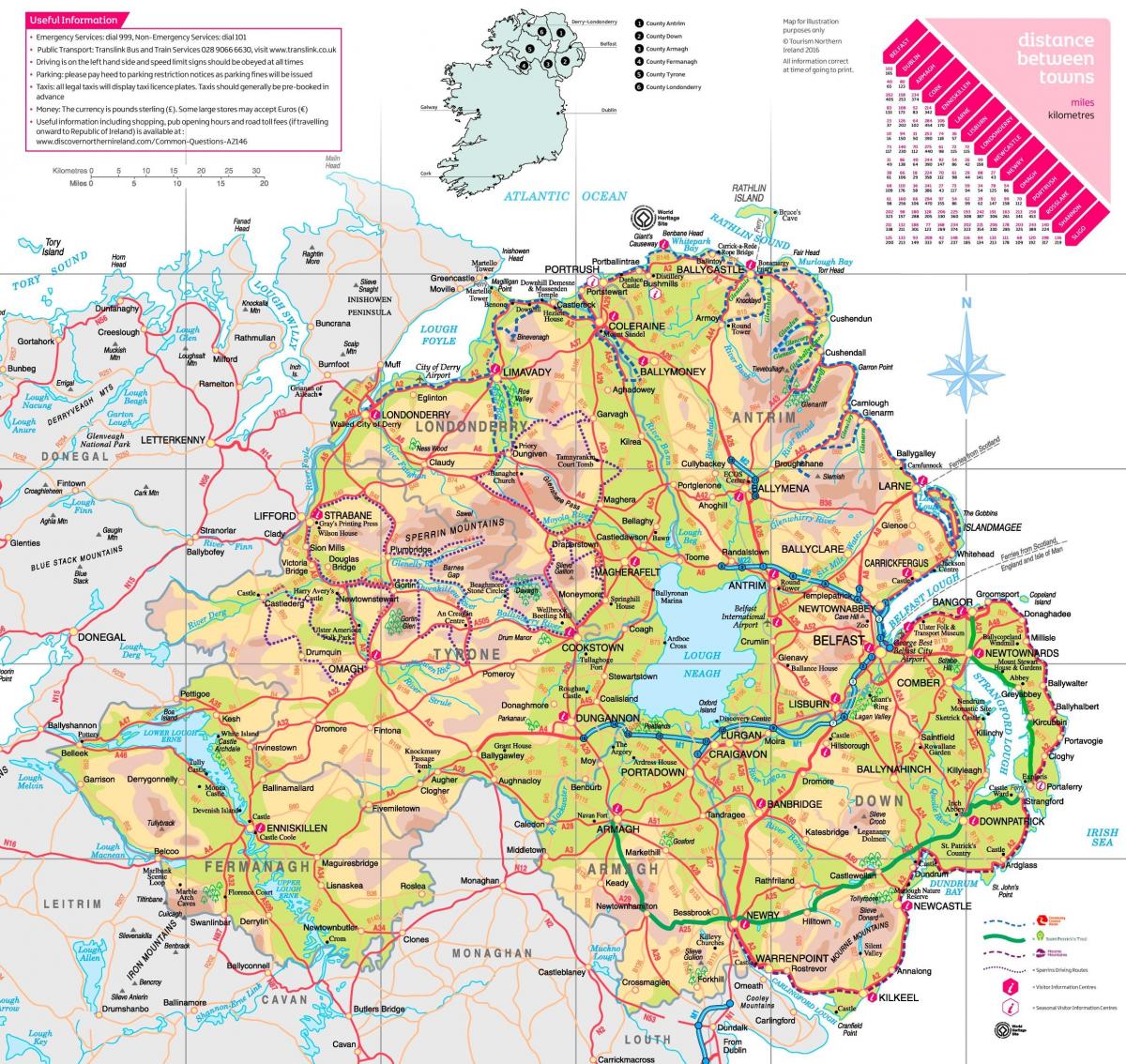 northern ireland attractions map