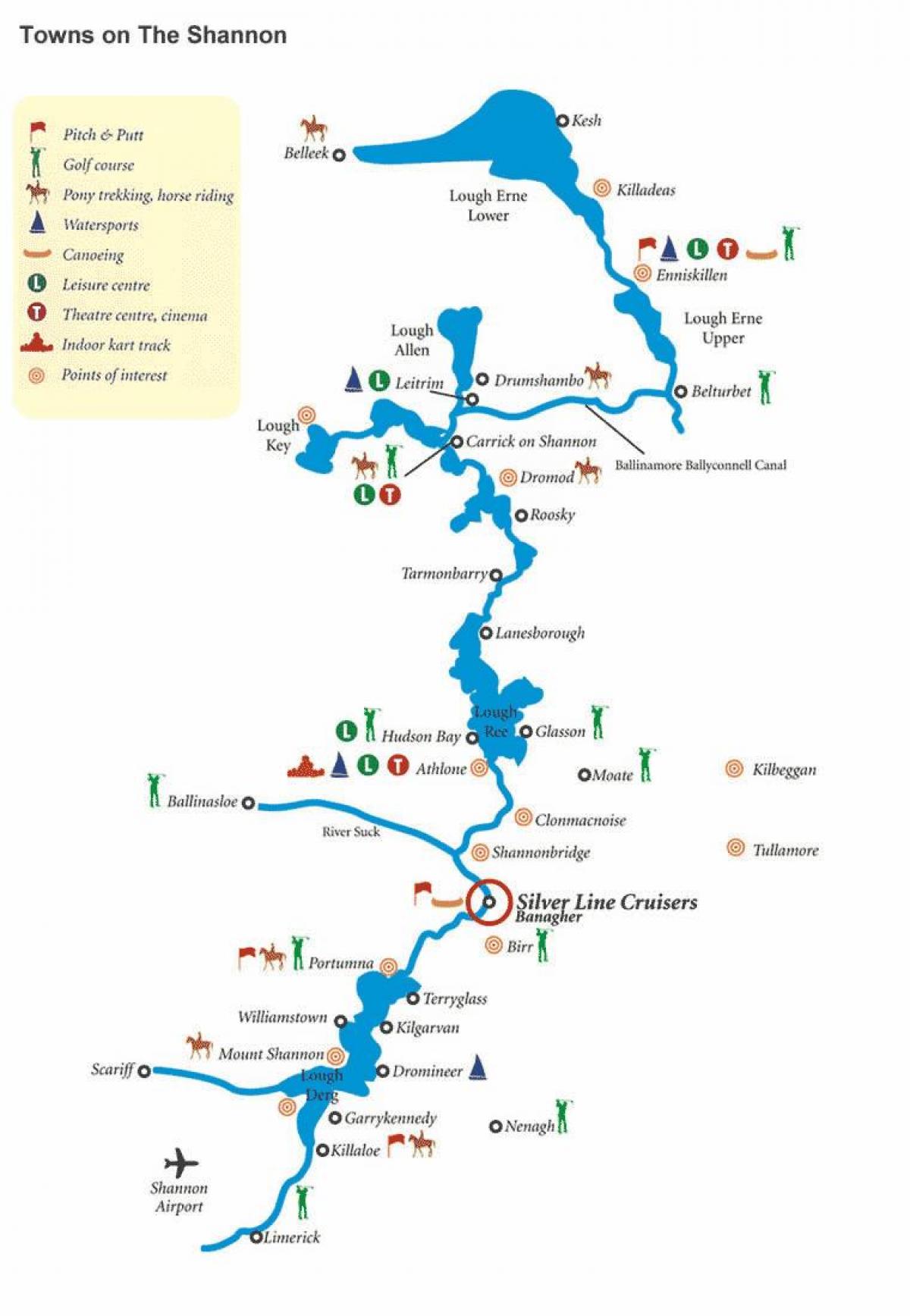 map of river shannon map ireland