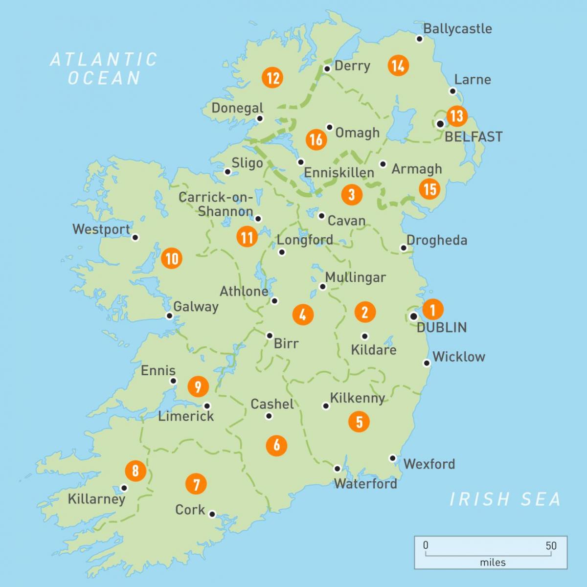 places to see in ireland map