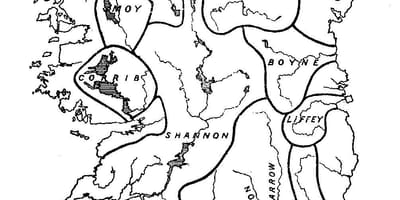 Blank map of ireland with rivers and mountains
