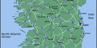 Map of driving map of ireland distance