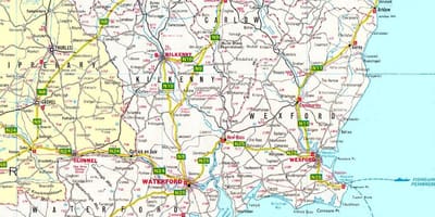 Map of south east ireland