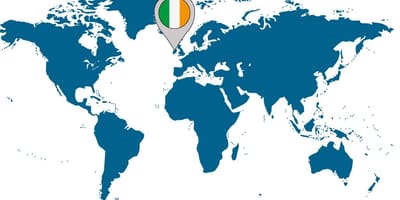 Ireland on map of world