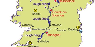 Map of ireland rivers and mountains