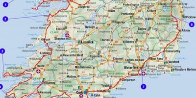  map of southern ireland counties and cities