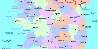 Political map of ireland and northern ireland