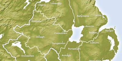 Map of regional map of northern ireland