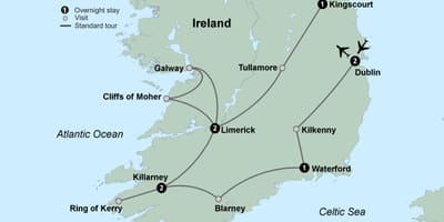 Map of tourist map of southern ireland